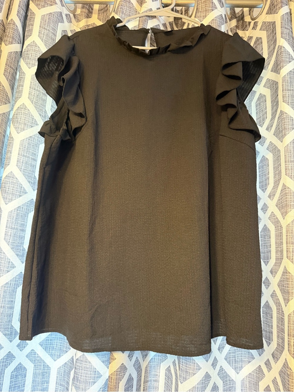 SHEIN Black Ruffle Sleeve Blouse